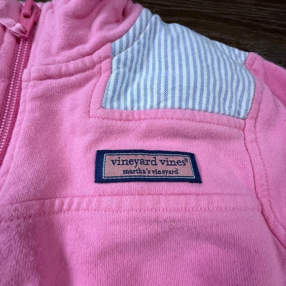 Vineyard Vines Girls Quarter-Zip Shep Shirt Pink Seersucker Sz S Preppy Cotton - Picture 4 of 13